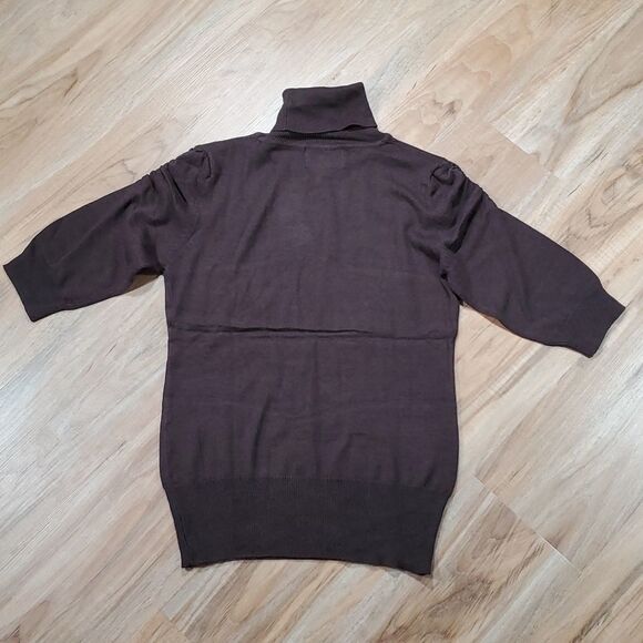 🔹️NWT Montana Company Brown Turtleneck Ruched Shoulder Sweater Large - Picture 2 of 10